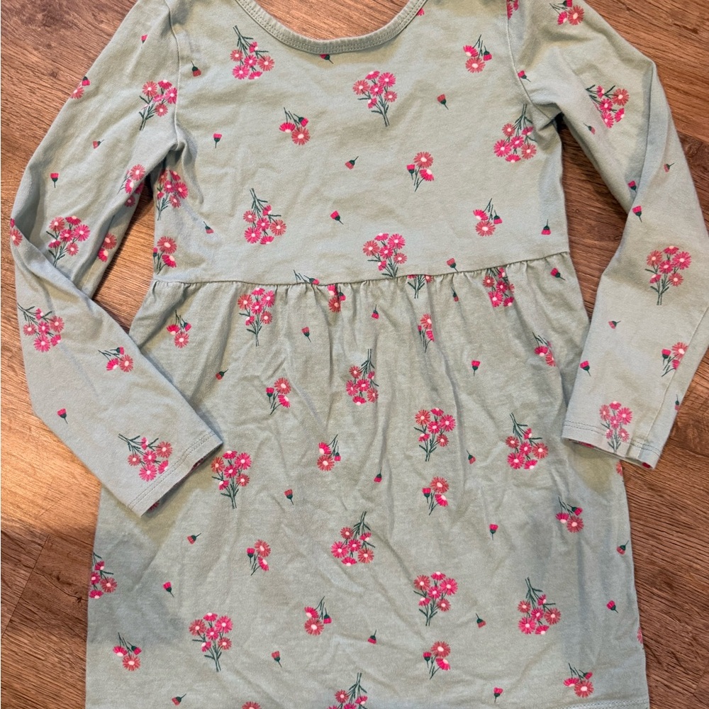 Carter's Green Dress with Pink Floral Pattern